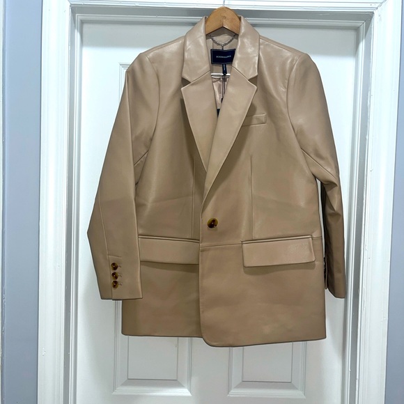 BCBG cream vegan leather jacket